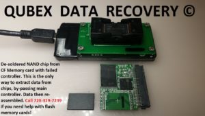 Broken CF CAMERA MEMORY CARD FLASH DRIVE RECOVERY BY QUBEX DENVER 720-319-7239 CHIP-OFF RECOVERY